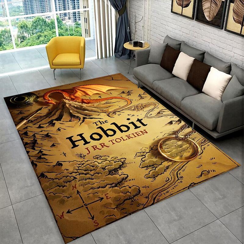 Classic L-Lord of The Rings H-Hobbit Carpet Rug for Bedroom Living Room Sofa Playroom Doormat Home Decor,Kid Area Rug Non-slip