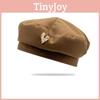 Metal Embellished Love Beret Solid Color Winter Octagonal Hat Activities Outdoor