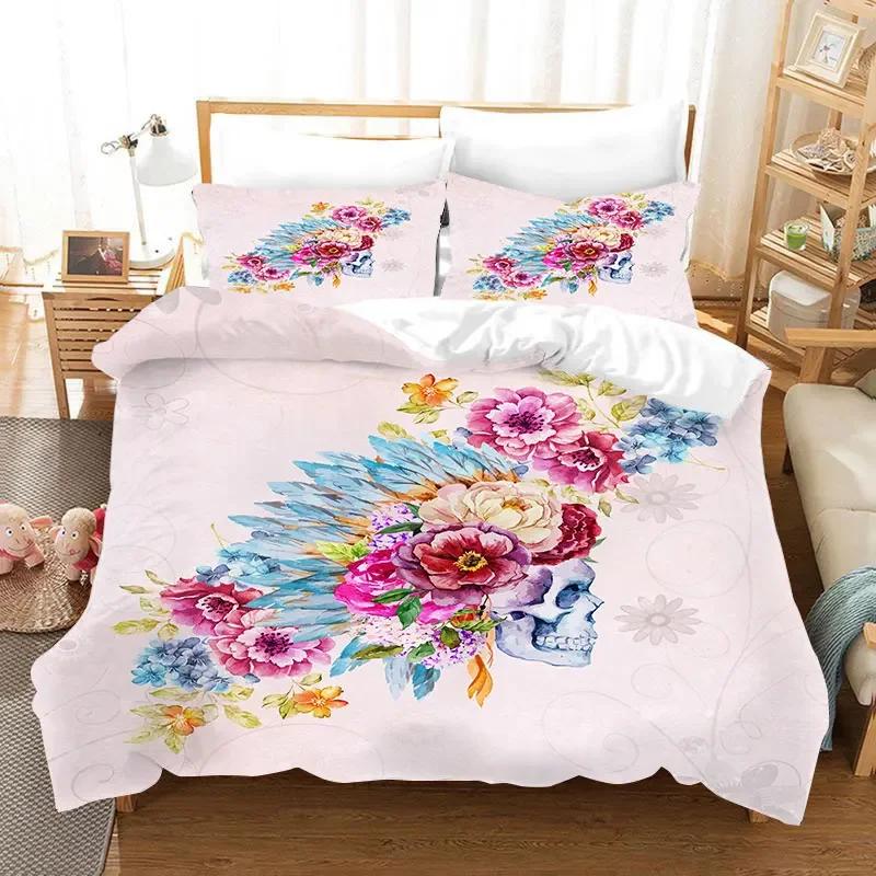

Print Halowen 3d Bedclothes Golden Rose Skul Super Soft Comfortable High-End Premium Beding Set Home Textile Soft Duvet Cover Sets 28x28 135*200cm Eu-Single
