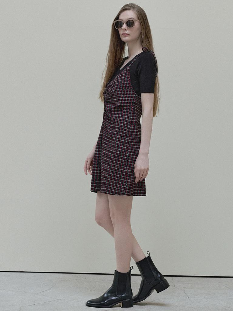 Avang Pattern Shirring Mini Dress - Red