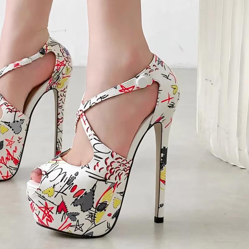 Eilyken New Design TOTEM Open Toe Button Strap Women Pumps Sexy Ultra Stiletto High Heels Pole Dance Prom Sandals Shoes