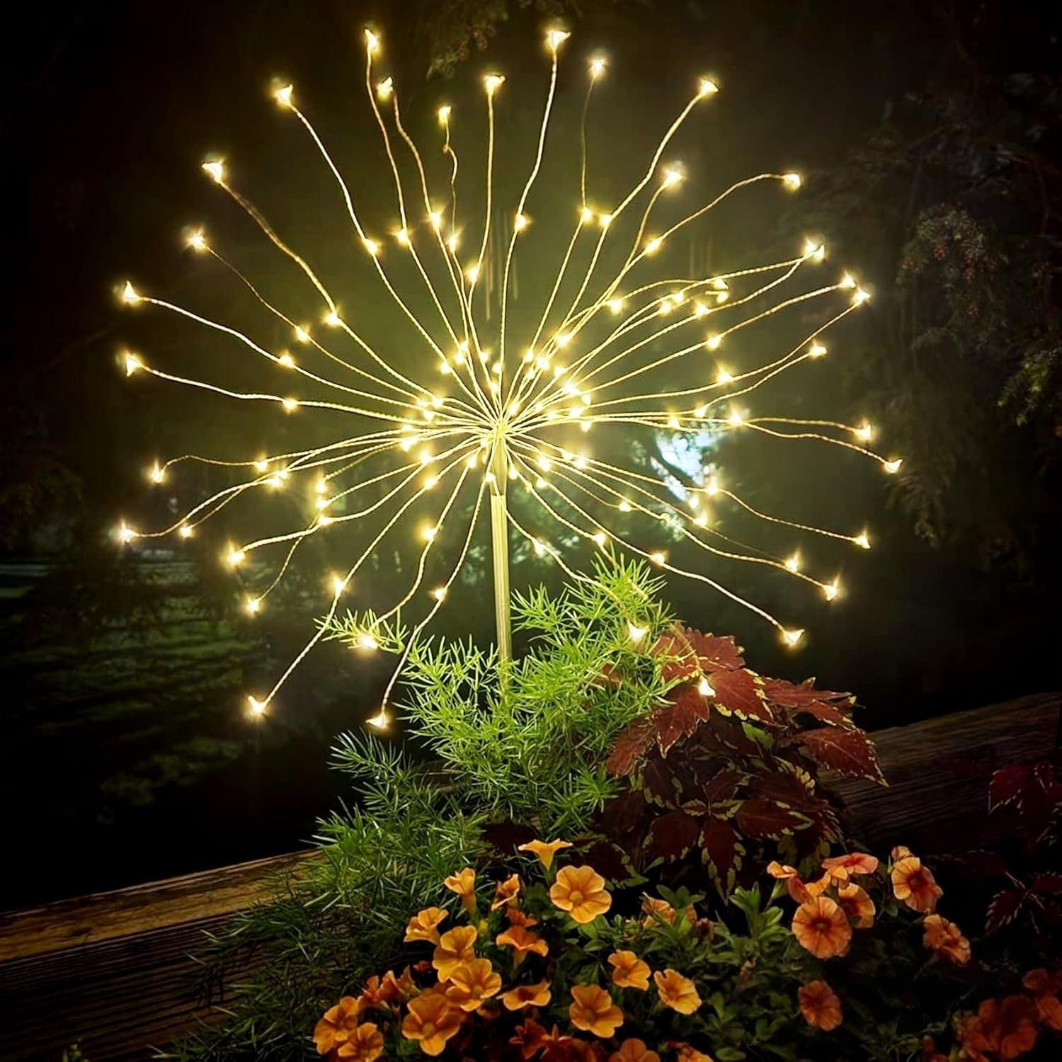 

Solar Lights Outdoor Decorative Copper Wire 120leds Firework Beads Waterproof DIY Warm Yard Garden Patio Christmas Gifts теплим білим кольором