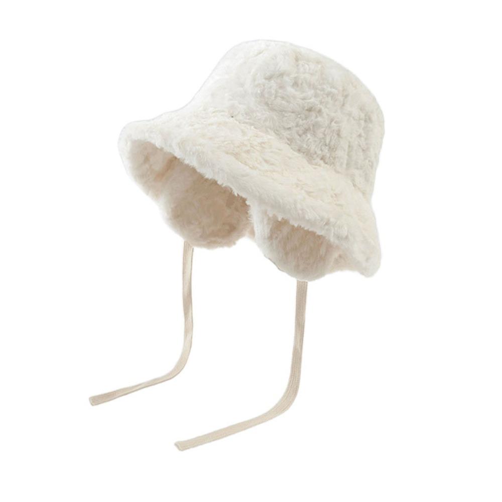 

Removable Ear Guards Ear Protection Cap Windproof Beanie Hat Winter Bucket Hat for Women білий