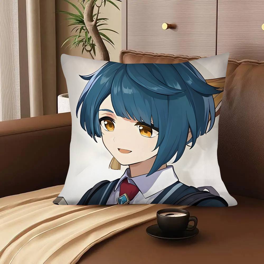 1pc Game Genshin Impact Xingqiu Anime Pillow Case Fashion Square Pillowcase Bedroom Sofa Room Ins Decoration Leisure