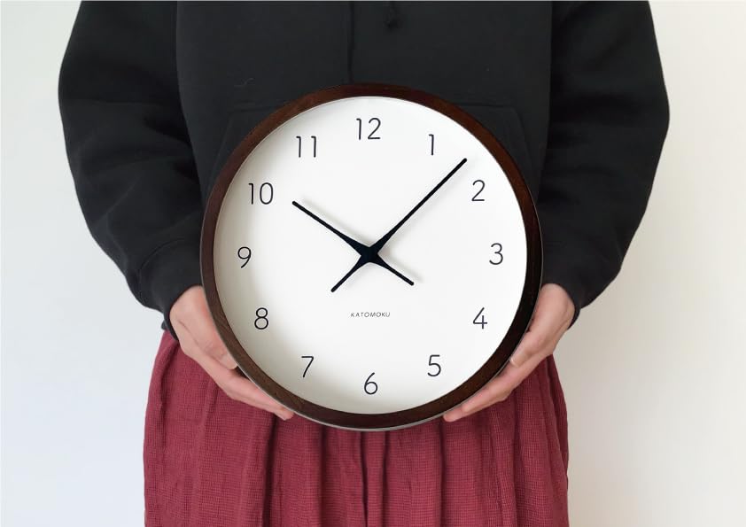 KATOMOKU Muku Clock 7 Brown Wall Clock Continuous Second Hand Radio km-60BRRCS 306mm (SKP Clock)