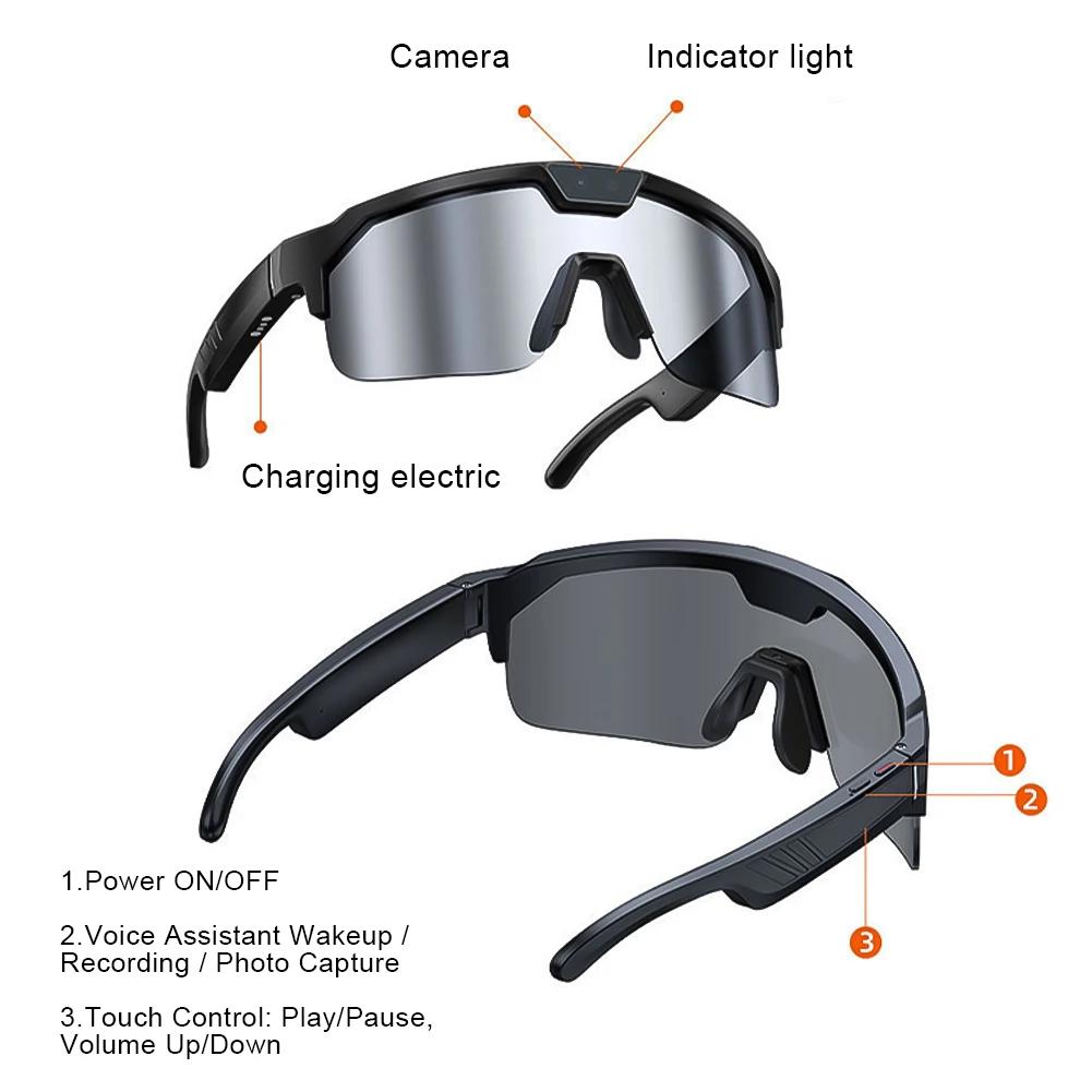 800W Pixel Outdoor Cycling Glasses Anti-shake Smart AI Camera Translation Glasses with Bluetooth and WiFi Transmission Function