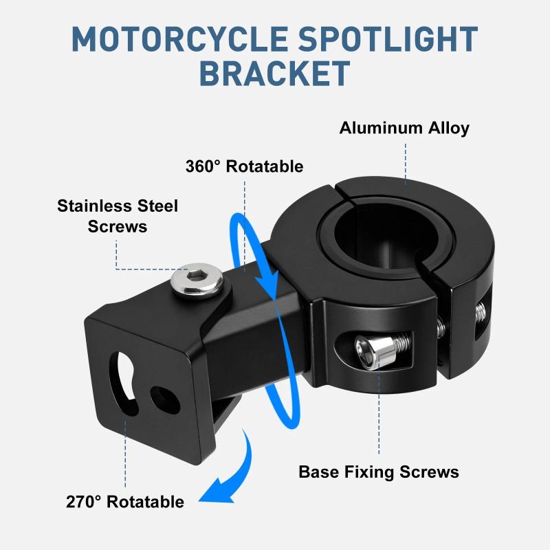 2Pcs Motorcycle Headlight Mount Bracket 360 Degree 18-32Mm Adjustable Spotlight Clamp Motorcycle Head Light Lamp Holder Support