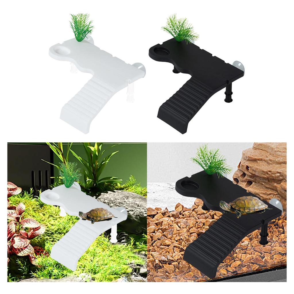Turtle Basking Dock Tortoise Ramp Climbing Shelf Reptile Habitat with Sucker Cup for Frog Terrapins Tortoises