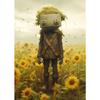 Vintage Lonely Boy Bot Toy Sunflowers Posters Wall Art Canvas Painting Nordic Poster Print Wall  for Kidsroom Nursery Decor