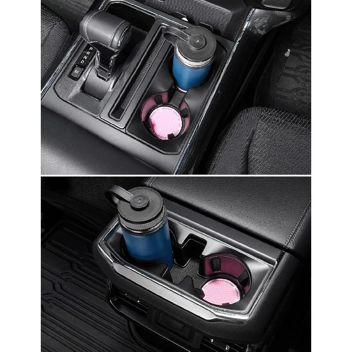 JOYTUTUS Cup Holder Coasters for Car, 2 Pack Universal Anti-Slip Car Coasters with Crystal Rhinestone, 2.75 inch/6.98 cm PVC Cup Holder ert Coaster,