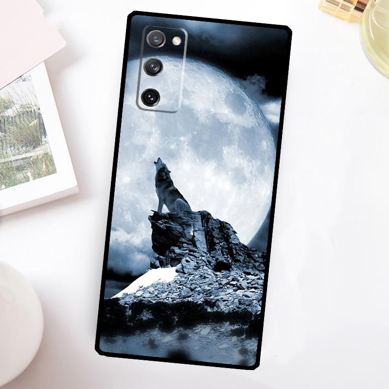 Moon Roaring Wolf Case For Samsung Galaxy S24 Ultra S21 S22 S23 Plus S20 FE S8 S9 S10 Note 10 20 Ultra Cover
