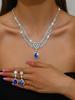 Luxury European Retro Crystal Zirconia Geometric Jewelry Set: Necklace, Earrings, Bracelet