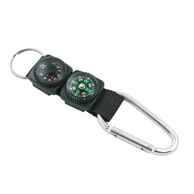 1pc Survival Multifunction Outdoor Hiking Compass Thermometer Carabiner W Keychain Mini Carabiner Hanger DIY Key Ring