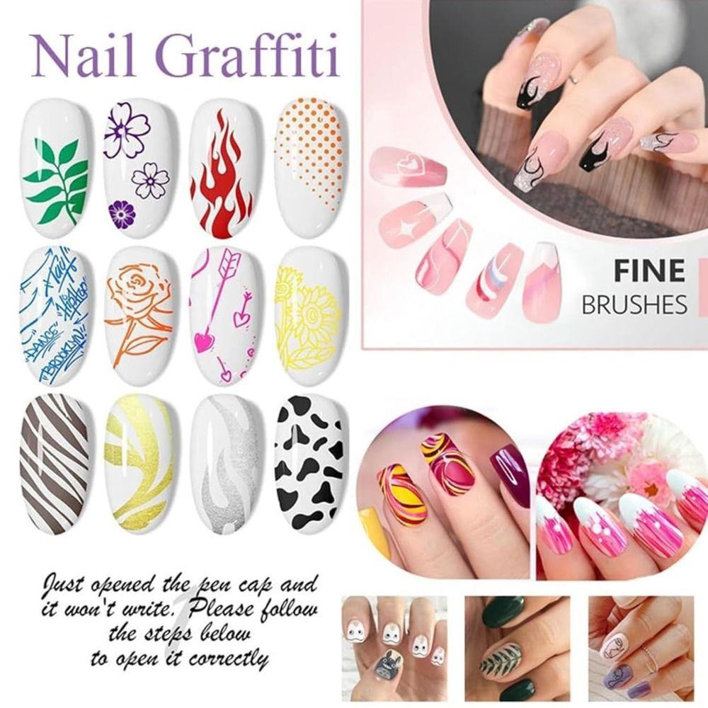 12 Colors Nail Art Graffiti Pen DIY Nail Art Pens Set New Nail Art Marker