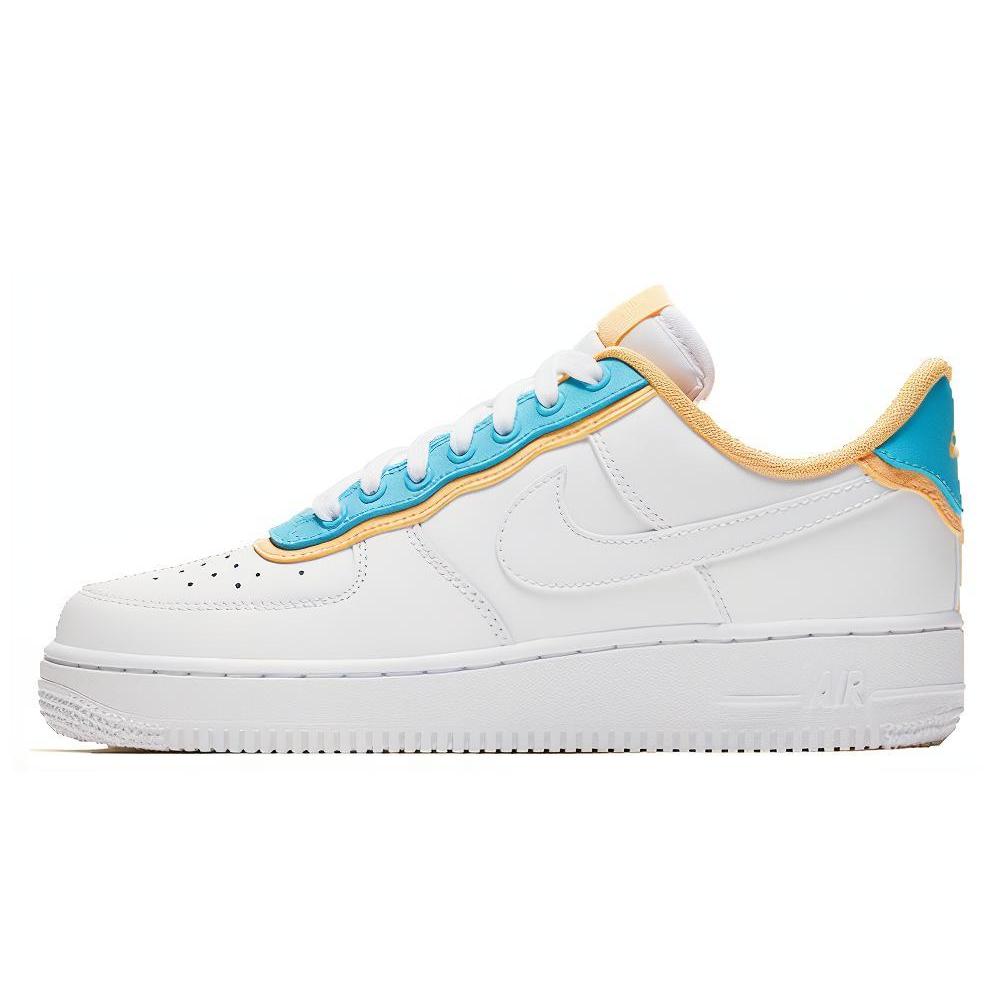 New Nike Air Force 1 Low Se White Light Blue Fury Topaz Gold Women's AA0287-105