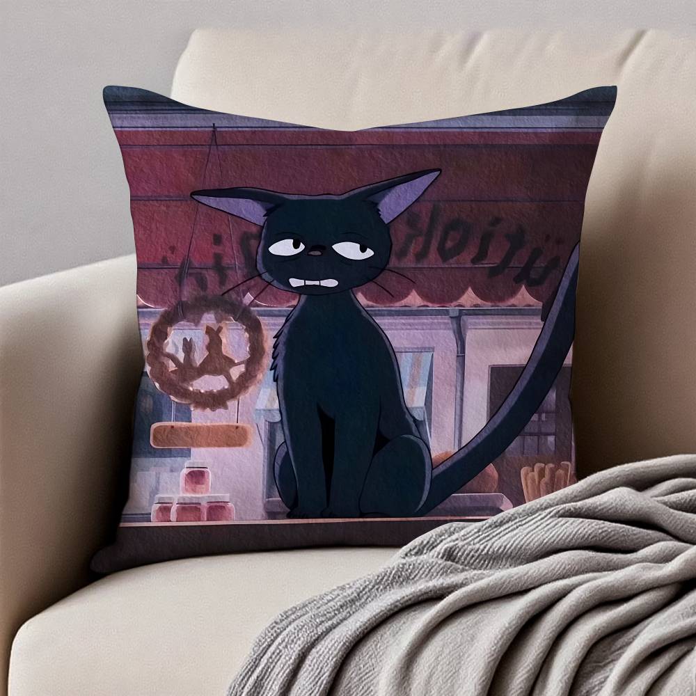 Cute Cat J-Jiji Pillow Case Anti-dustmite Pillowcase Invisible Zipper Silky Short Plush Sofa Cushion Cover