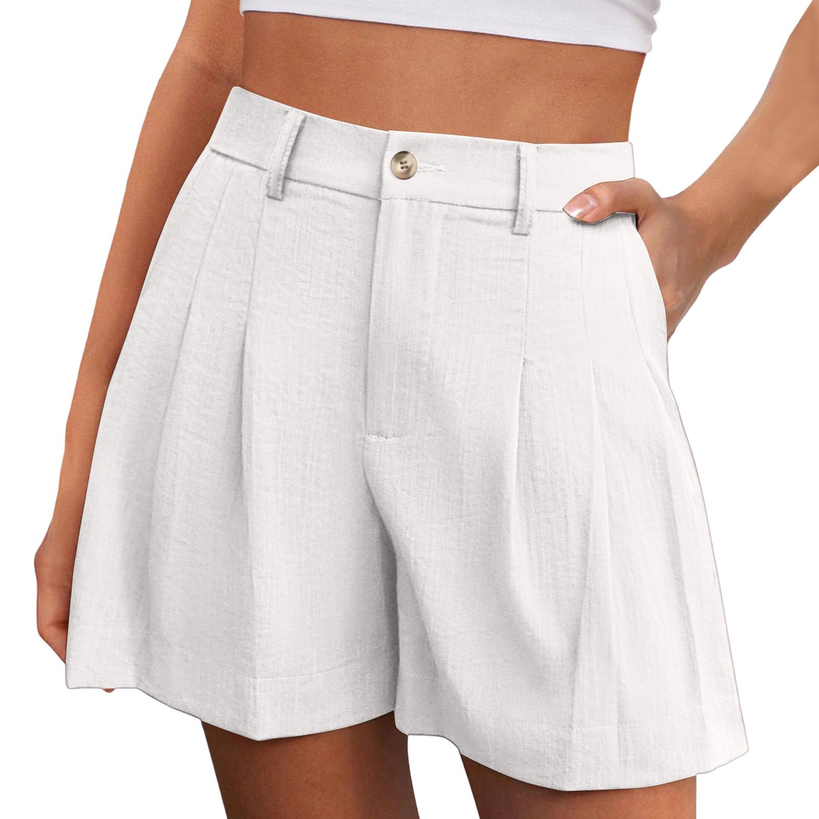 

Women s Shorts Casual Summer Color Drawstring Beach Loose Pockets Shorts XL білий
