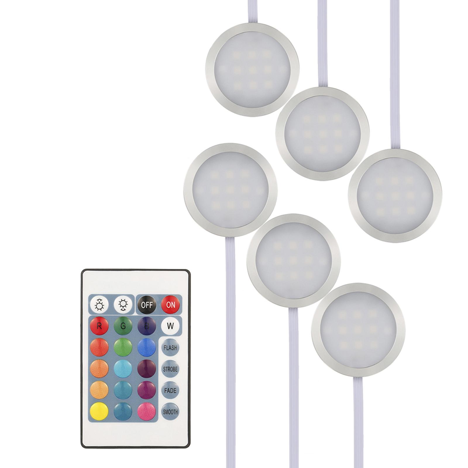 

6 шт., тонкий круглый светодиодный светильник RGB под шкафом, комплект SMD5050, лампа для шайбы, меняющая цвет, с регулируемой яркостью 6pcs uk