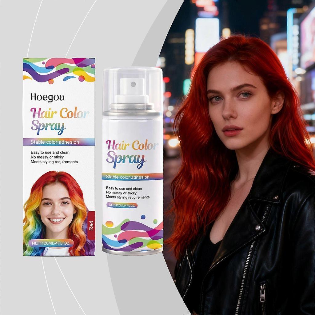 Hoegoa Red Temporary Hair Spray Colorful Hair Color Natural Color Uniform Coverage Fashion Hairdressing Agent