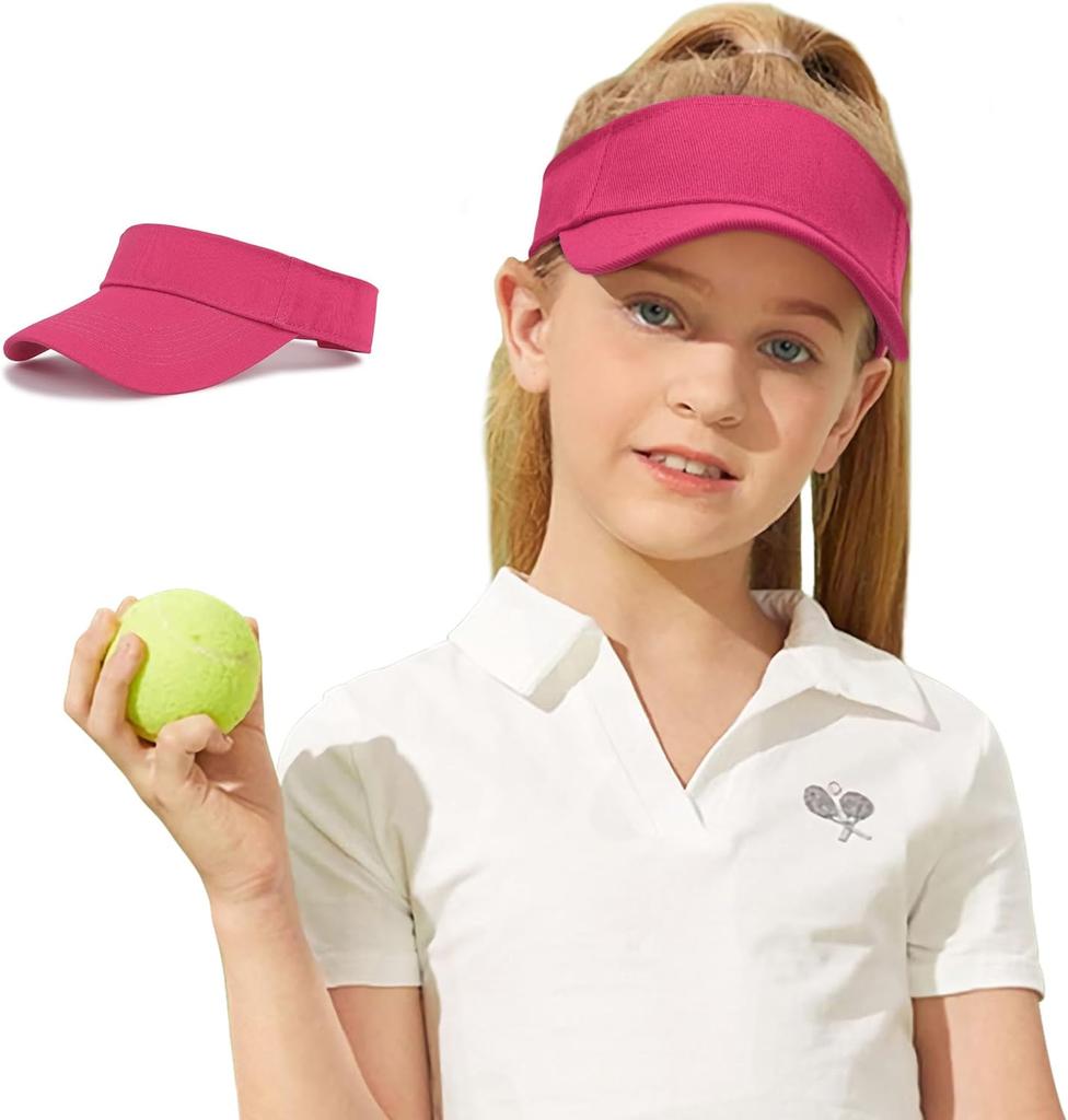 2pz/1pz Stella del Secolo UPF 50+ Visiera Solare per Bambini Regolabile per Ragazze con Coda di Cavallo Alta Cappello da Tennis Sportivo per Ragazzi Visiera da Corsa Golf