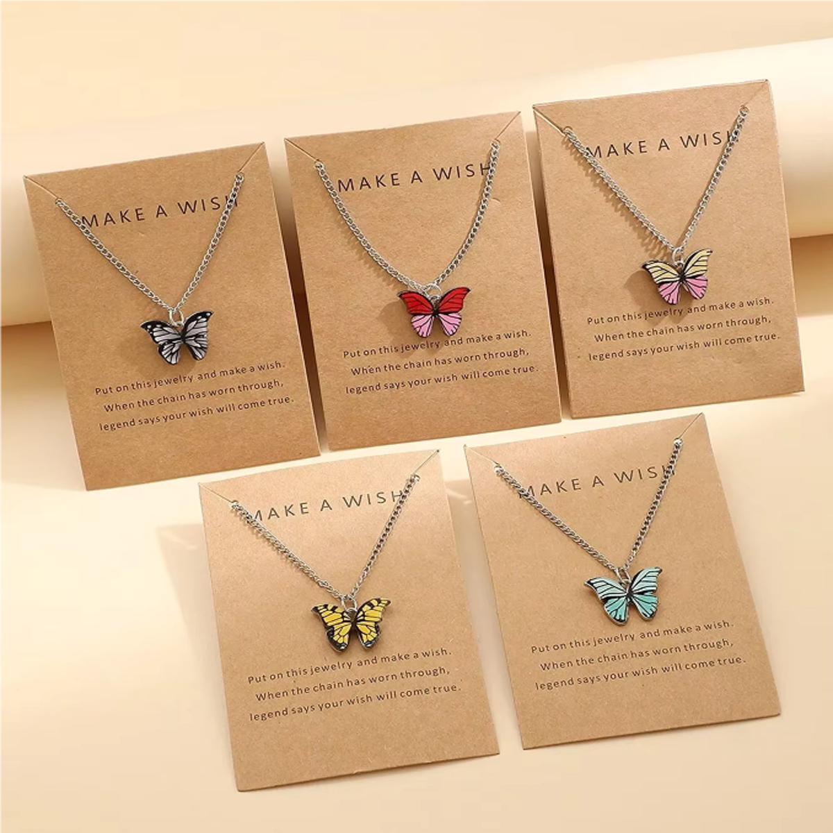 

5 шт./компл. модный винтажный стиль женский комплект ожерелий новый кулон бабочка комплект ожерелий подарок для женщин милые украшения на шею