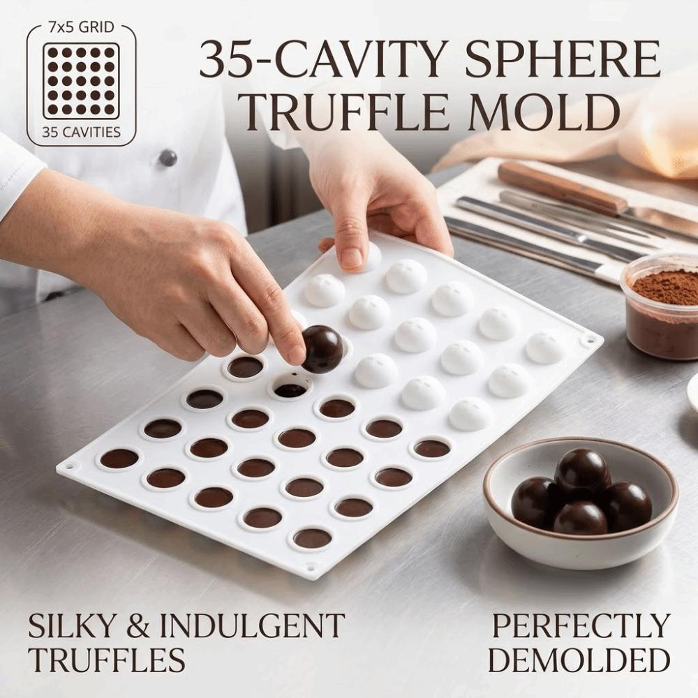 Stampi Rotondi in Silicone a 35 Fori Stampo per Torta Mousse 3D Antiaderente Forma a Sfera Strumenti per la Cottura Stampo per Gelatina Cioccolato Produzione di Gelato
