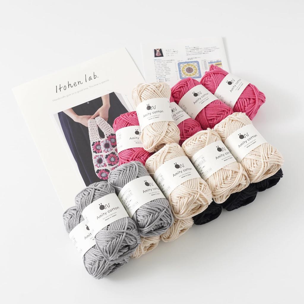 Raw wool itohenlab knitting kit Puff corn motif bag #10-2