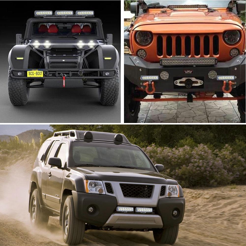 6Led Work Light Bar for Motorcycle LED Lens Spot Headlights 6000k White Super Bright Motorbike SUV ATV Off-road Driving Lamp