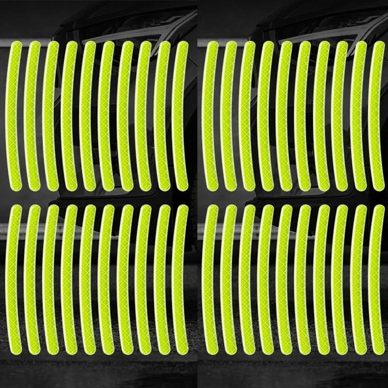 20/40Pcs Car Motorcycle Wheel Reflective Strips Colorful Hub Stickers Car Styling Decal Sticker Auto Moto Decor Decals