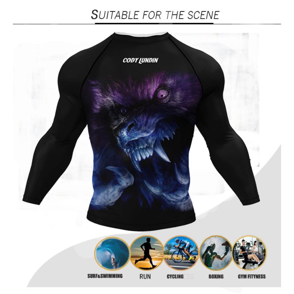 Kimono Rashguard Jiu Jitsu per Uomo T-shirt MMA Muay Thai BJJ Rash Guard Palestra Boxe Maglie Sportive Compressione Magliette per Palestra