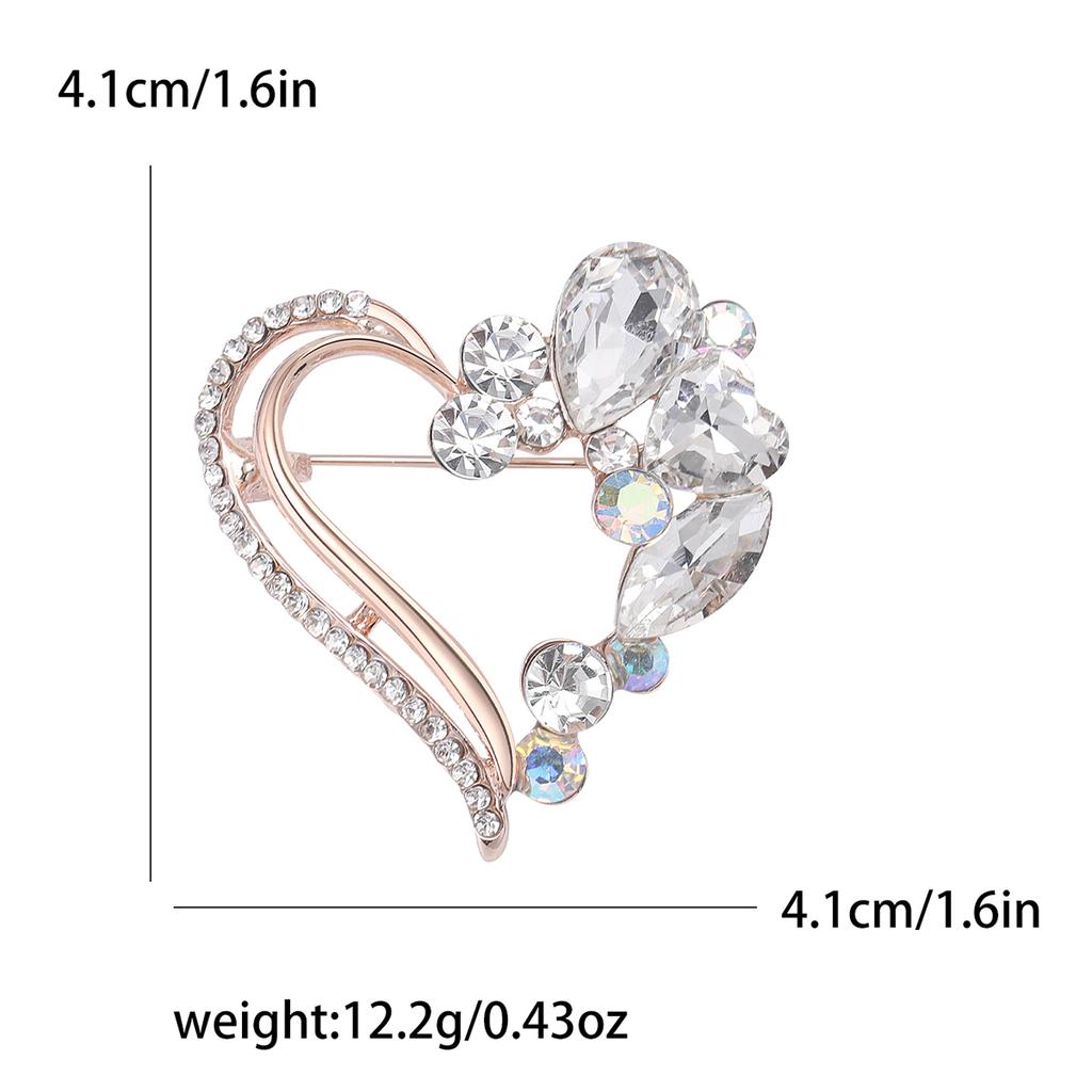 Rhinestone Love Brooches for Women Unisex Enamel Heart Pins Banquet Party Backpack Gifts Jewelry Accessories