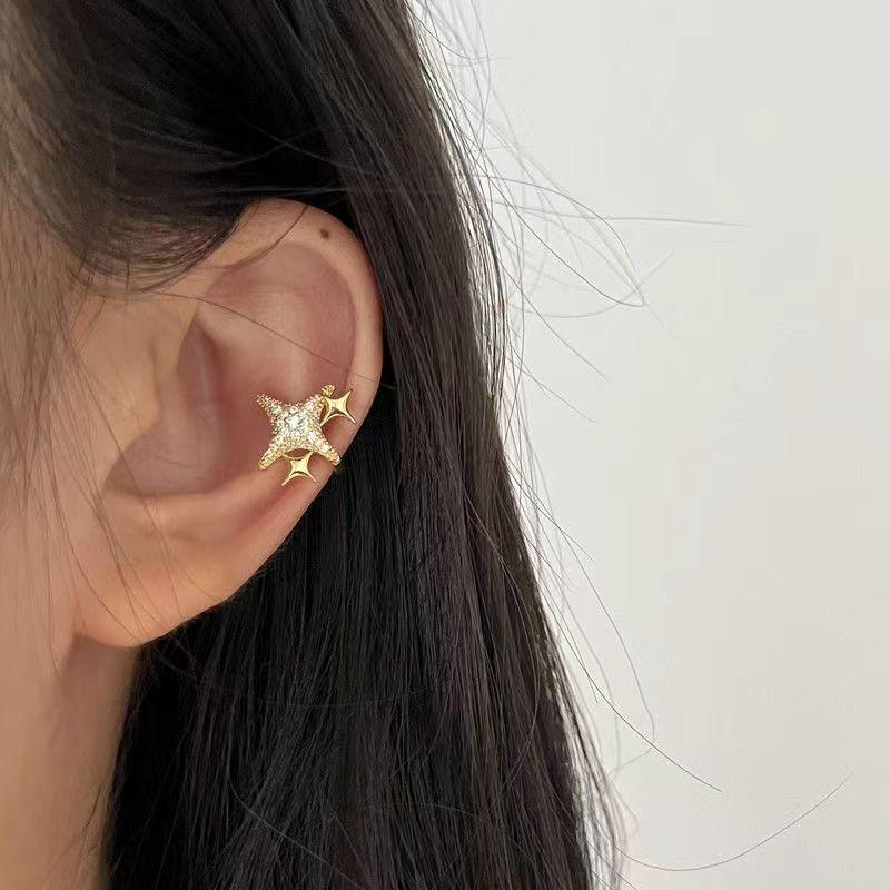 

Модные серьги-клипсы со звездами золотого и серебряного цвета для женщин золотой