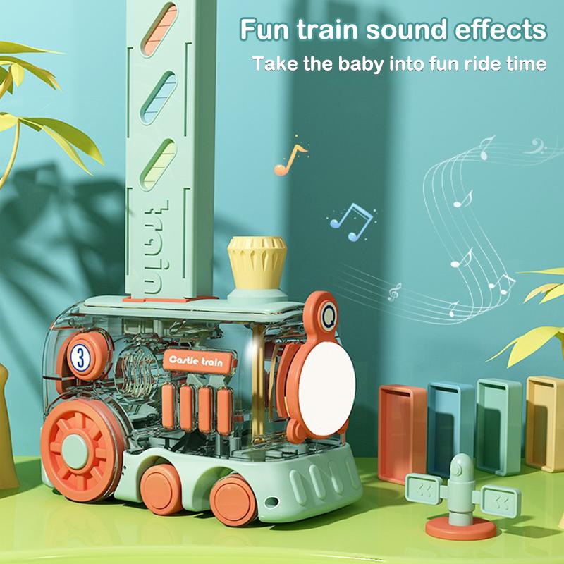 Non-Toxic Electric Domino Train Set Kids Automatic Laying Colorful Domino Train With Lighting Sound Effects Diy Toys Kids Birthday Gift