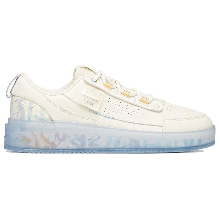 Anta Stash Jelly Shoes Transparent Sole Versatile Sports Casual Non-Slip Wear-Resistant Low-Top Skate Shoes Women sneaker White Purple 922228030-1