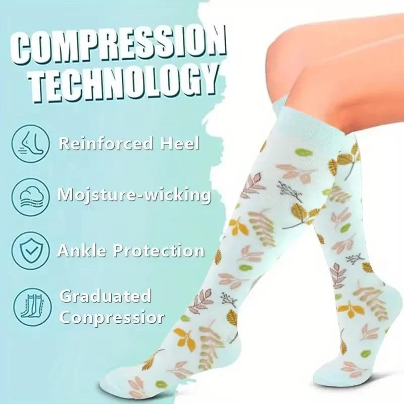 4 Pairs Women Men Compression Socks Stockings Elastic Sports Beautiful Leg Running Nurse Outdoor Climbing Cycling Socks Gym