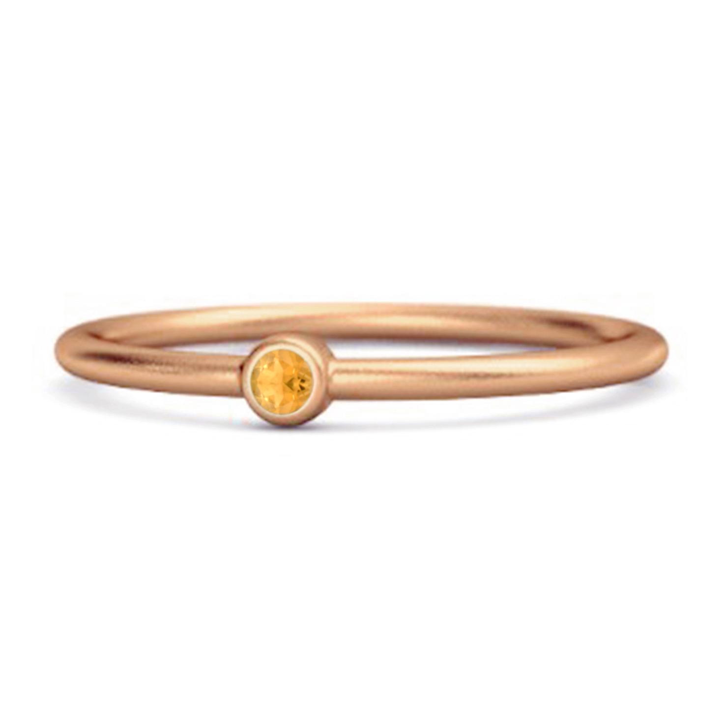 Citrine Minimalist Bezel Solitaire Ring - 925 Sterling Silver Rose Gold Vermeil 11