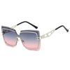 New Luxury Frameless Gradient Square Women Sunglasses  Brand Double Beam Hollow Frame Design Men Trendy Sun Glasses Uv400