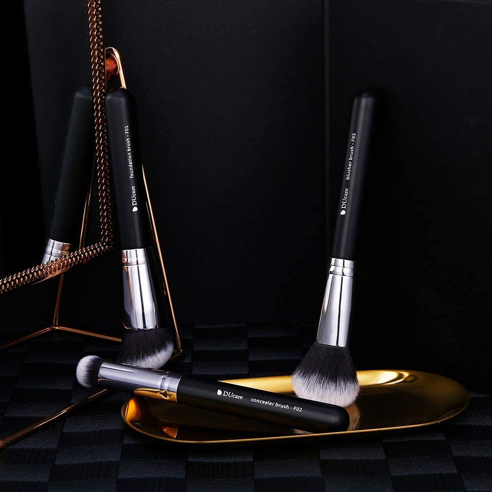 DUcare Face Brush Foundation Concealer Powder and Blush Made with Premium Soft and Easy To Hold Popular Brushes In 3-Piece Set Brush, Brush, Brush,