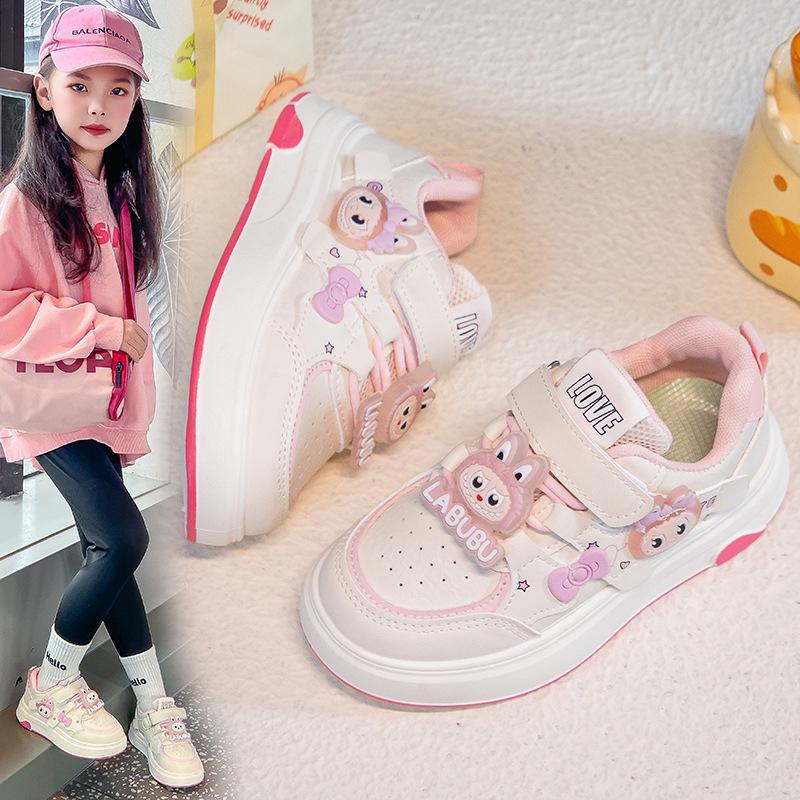 Girls' 2026 Cartoon Velcro Casual Sports Shoes - Non-slip, Spring/Autumn, Student Single Shoes