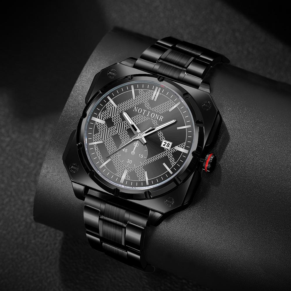 Men's Fashion Watch Square Watch Stainless Steel Quartz Watch Business Watch Simple watch Calendar Watch
