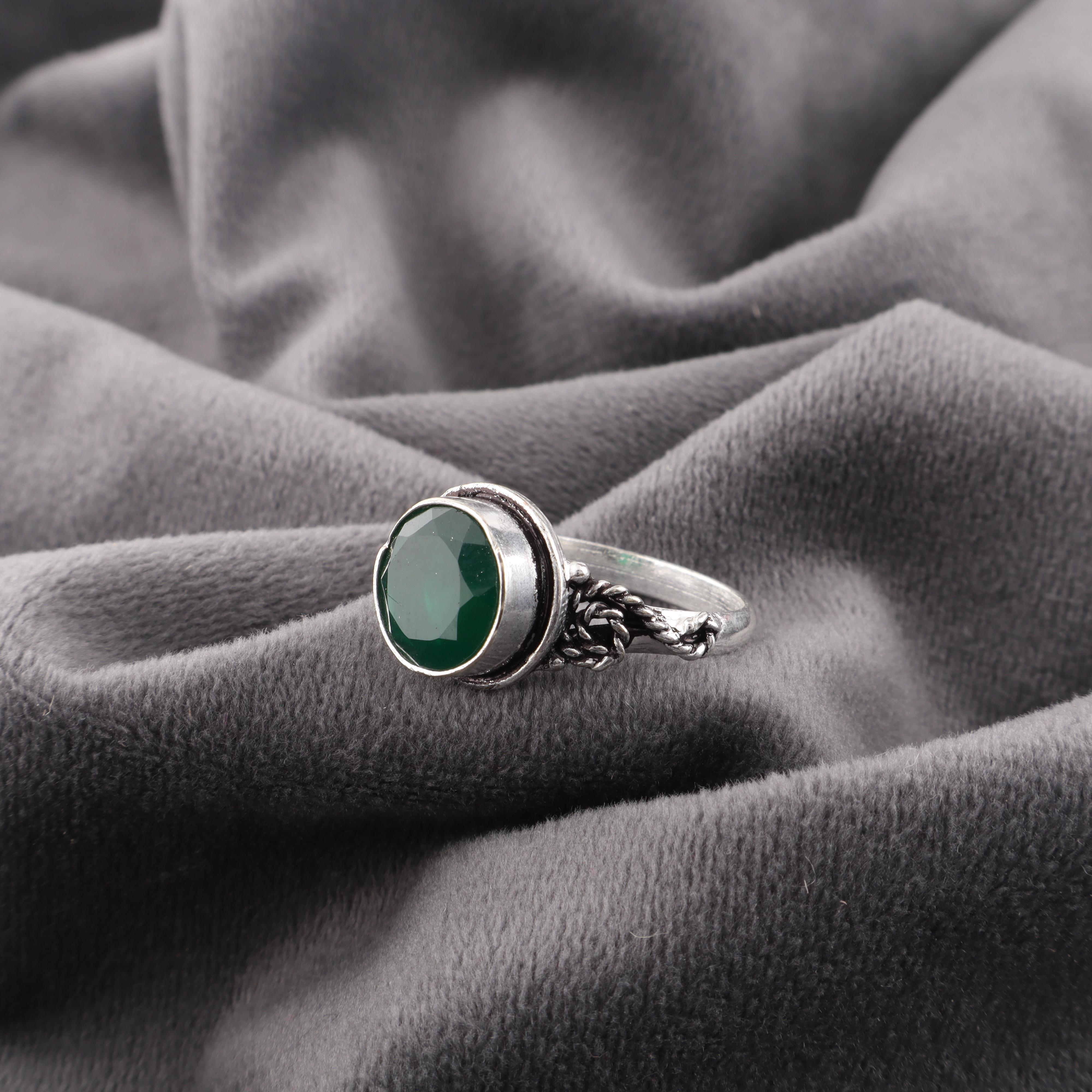 

Кольцо из зеленого оникса, Ювелирные изделия из стерлингового серебра 925 пробы, Кольцо ручной работы, Красивое ювелирное изделие с драгоценным камнем, Подарок для женщин 7.5 зелёный