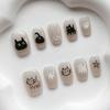 10 Pcs Cute Music Cat French Press On Nails With Cat Eye Star Print Reusable Fake Nail Art Stickers