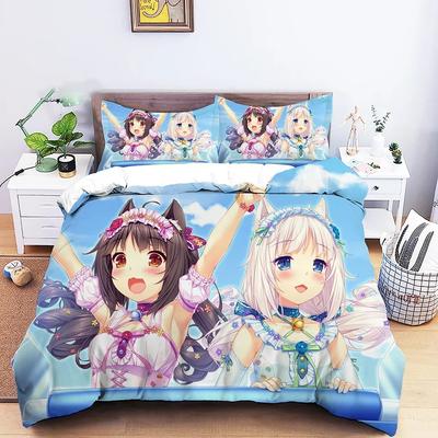 Anime-Bettwäscheset, Bettbezug und Kissenbezüge für Doppel-/Groß-/Extra-Groß-/Einzelgrößen, Schlafzimmerdekoration 200x200cm