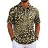 Men's Hawaiian Style Short Sleeve Polo Shirt Loose Fit Casual Top with and Geometric Print for Everyday Wear