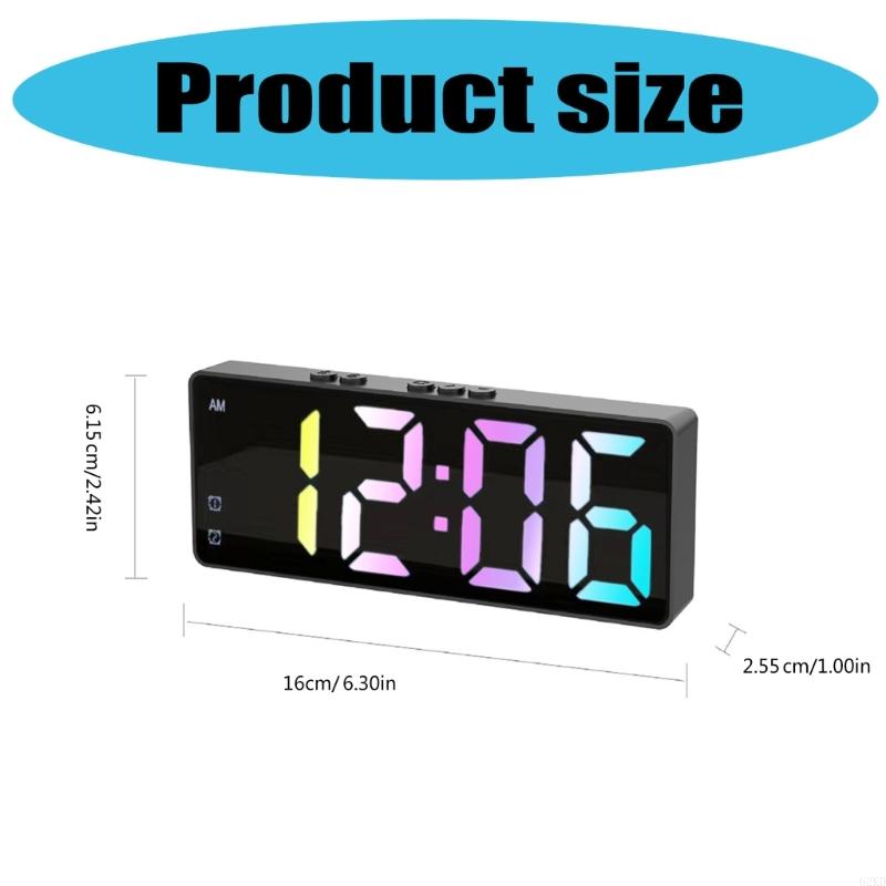 62KD LED Alarm Clock With Mirror Surfaces Temperature Date Display USB Battery Powered Bedroom Home Desktop Accessories