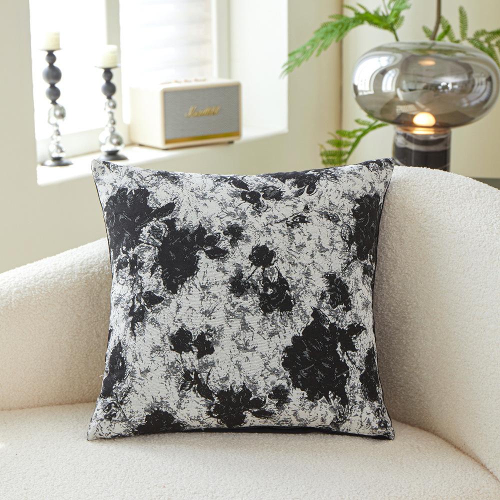 Polyester-cotton Yarn-dyed Jacquard Cushion Bedside Large Backrest Floral Sofa Pillow