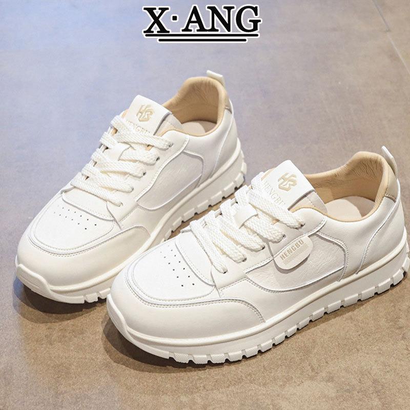 First Layer Cowhide Little White Shoes Women's Shoes Thick Baseplate Shoes Autumn New Versatile Casual Sports Shoes Single Shoes