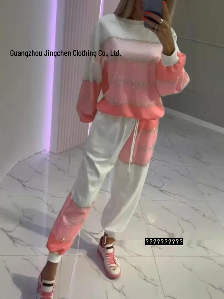 2025 Spring/Summer Women's Gradient Color Sweatshirt & Sweatpants Set