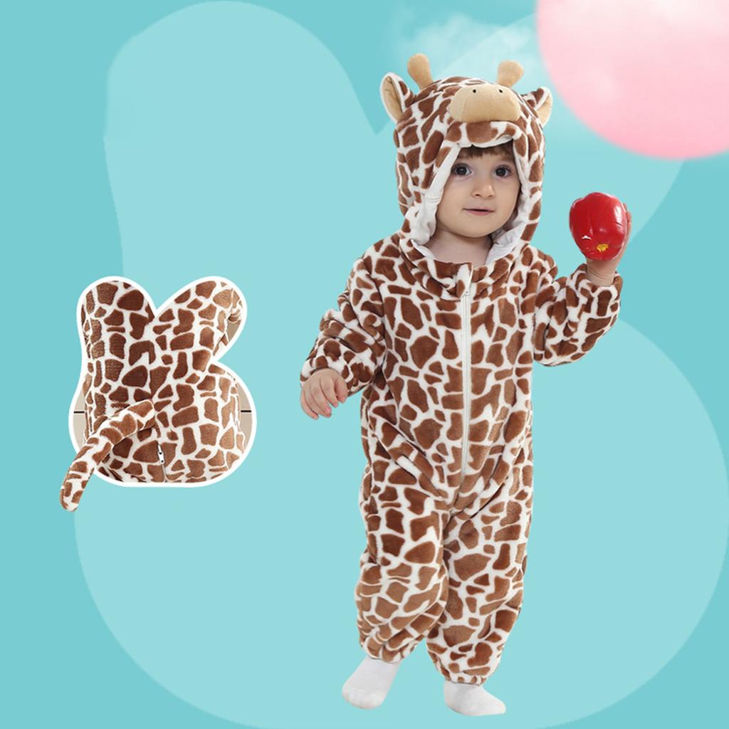 Gezellige Zachte Peuter Kinderen Flanellen Dieren Pyjama Jumpsuit Loungewear