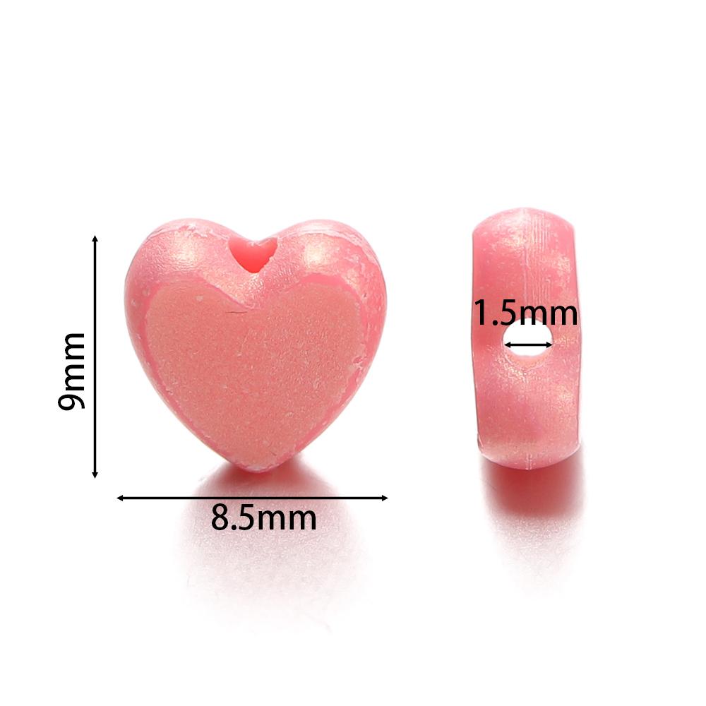 50/100Pcs/lot 8.5*9mm Multicolor Plastic Love Heart Spacer Beads for Diy Handmade Necklace Earring Jewelry Making Accessories